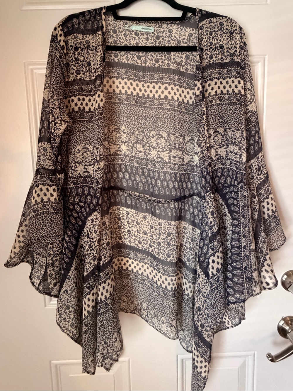 Maurices Black and Cream Floral Printed Cardigan